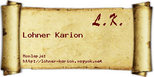 Lohner Karion névjegykártya